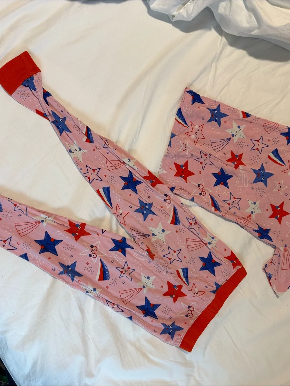 Kids Pink Star Print Pajama Set with Red Accents